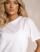 Tricou Clasic Alb din Bumbac cu Mâneci Suflecate Oboea