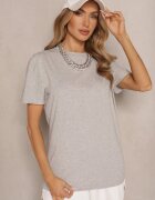  Tricou Clasic Neted Gri din Bumbac Detima