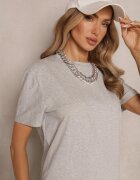  Tricou Clasic Neted Gri din Bumbac Detima