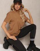  Tricou Clasic Simplu Maro din Bumbac Detima