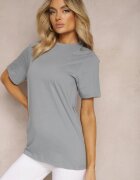  Tricou Clasică Albastră din Bumbac cu Mâneci Suflecate Oboea