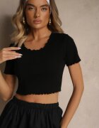  Tricou Negru din Bumbac din tricot reiat Adlesse