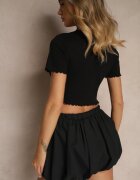  Tricou Negru din Bumbac din tricot reiat Adlesse