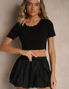  Tricou Negru din Bumbac din tricot reiat Adlesse