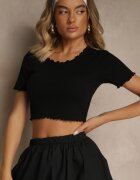  Tricou Negru din Bumbac din tricot reiat Adlesse
