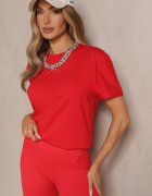  Tricou Roșu Clasic Simplu din Bumbac Detima