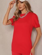  Tricou Roșu Clasic Simplu din Bumbac Detima