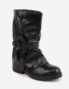 tulipano Botine în stil grunge decorate cu carâmb răsfrânt și cataramă Sanden Negre