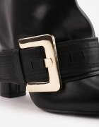 tulipano Cizme pe toc gros decorate cu carâmb răsfrânt și dungă cu cataramă Naliep Negre