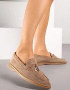 tulipano Mocasini bej închis din eco-piele întoarsă cu pandantiv decorativ Fevionea