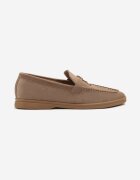 tulipano Mocasini bej închis din eco-piele întoarsă cu pandantiv decorativ Fevionea