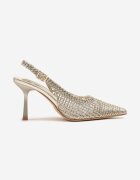 tulipano Sandale Aurii cu Toc Stiletto Tip Slingback Decorate cu Împletitură Meranoria