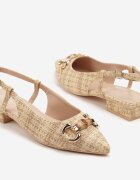 tulipano Sandale Bej Slingback cu Cataramă Decorativă Jenalina