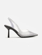 tulipano Sandale Negre Transparente Slingback cu Zirconii Harilssa