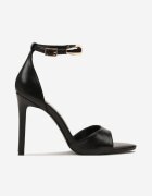 tulipano Sandale pe Toc Stiletto Negre cu Decorație Elegantă la Gleznă Idarelle