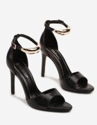 tulipano Sandale pe Toc Stiletto Negre cu Decorație Elegantă la Gleznă Idarelle