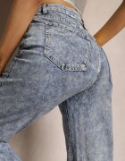 uiuj Blugi Albastri Mom Fit cu Textură Strălucitoare Vonea