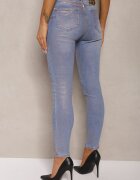 uiuj Blugi Albastru deschis Skinny cu efect decolorat și vopsea aurie Tilacema