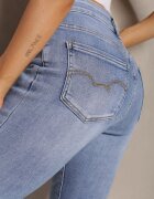 uiuj Blugi skinny albastru deschis din bumbac cu rupturi și abraziuni Altrasa