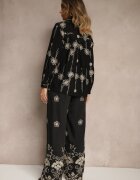 unigirl Ansamblu Negru din Bumbac Cămașă și Pantaloni cu Broderie cu Cusături Metalice Banorea