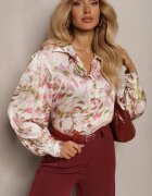 unigirl Cămașă Bej-Roz cu nasturi și imprimeu cu luciu metalic Crimalia