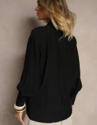 unigirl Cămașă Clasică Neagră cu Viscoză cu detalii brodate Korolena