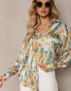 unigirl Cămașă Clasică Portocaliu-Bej cu Nasturi cu Manșete Extinse Keirania