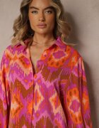 unigirl Cămașă Lejeră Fucsia cu Model Etnic și Mâneci Bufante Kaelith