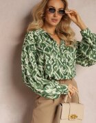 unigirl Cămașă Verde din material imprimat cu Mâneci Lungi Cyllia