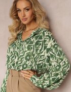 unigirl Cămașă Verde din material imprimat cu Mâneci Lungi Cyllia