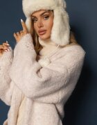 unigirl Cardigan Bej deschis cu Lână Decorat cu Buzunare inserate și Motiv ajurat Elliosia