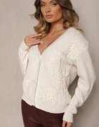 unigirl Cardigan Perforat Bej deschis cu nasturi Nolila