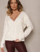 unigirl Cardigan Perforat Bej deschis cu nasturi Nolila