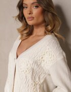 unigirl Cardigan Perforat Bej deschis cu nasturi Nolila