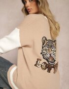unigirl Cardigan Retro Bej cu Aplicații Decorative cu Sclipiri Vialida