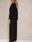 unigirl Compleu Negru din Viscoză Jachetă cu Guler Înalt și Pantaloni cu Croială Largă Anoilla