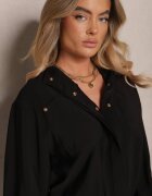 unigirl Compleu Negru din Viscoză Jachetă cu Guler Înalt și Pantaloni cu Croială Largă Anoilla