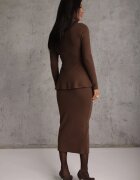 unigirl Compleu Tricotat Maro din Viscoză Elegant Cardigan și Fustă Unalaia