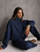 unigirl Geacă de tranziție de blugi Balloon din bumbac cu guler albastră Abijena