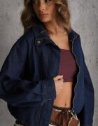 unigirl Geacă de tranziție de blugi Balloon din bumbac cu guler albastră Abijena