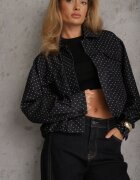 unigirl Jachetă de tranziție bomber cu croială de cămașă din bumbac cu buline Erittese Bleumarin