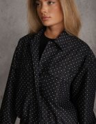 unigirl Jachetă de tranziție bomber cu croială de cămașă din bumbac cu buline Erittese Bleumarin