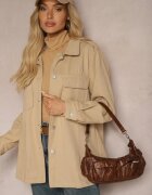 unigirl Jachetă tip cămașă bej din bumbac cu nasturi cu zirconii Nerellia