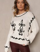 unigirl Pulover Bej deschis cu Vâscoză și Model Geometric Senallin
