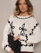 unigirl Pulover Bej deschis cu Vâscoză și Model Geometric Senallin