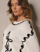 unigirl Pulover Bej deschis cu Vâscoză și Model Geometric Senallin