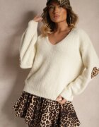 unigirl Pulover Bej deschis din lână cu aplicații pe mâneci Noraleen