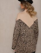unigirl Pulover Bej din viscoză cu imprimeu leopard cu paiete decorative Firimi
