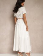 unigirl Rochie Albă tip cămașă din Vâscoză cu Curea Subțire Filanella