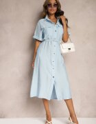 unigirl Rochie Albastră din Viscoză cu croi cămașă și curea Nelsines